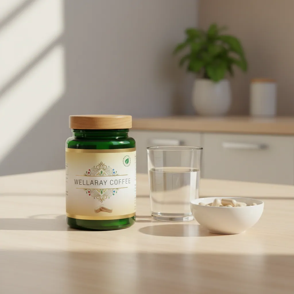 Wellaray Coffee box with open sachet and green coffee beans - buy Wellaray Coffee online UK