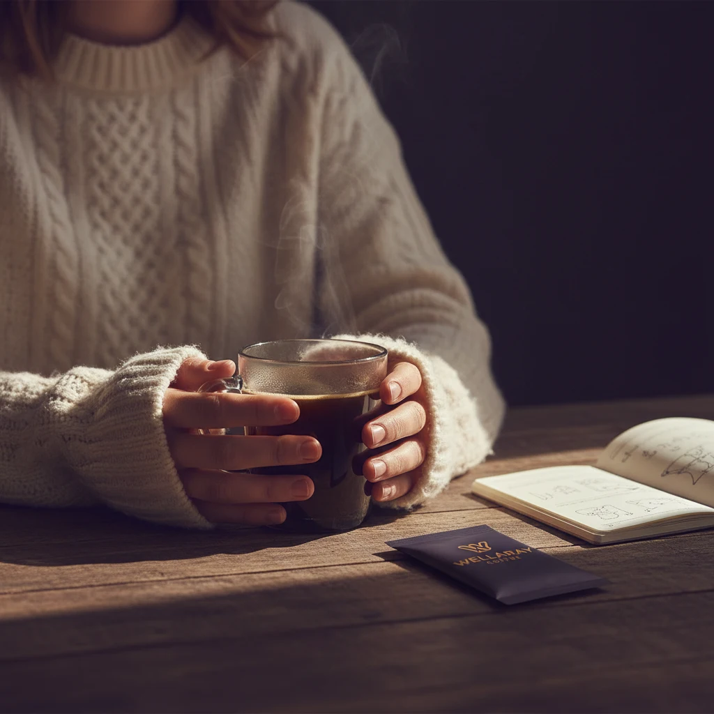 Reader testimonial - hands holding a warm mug of coffee